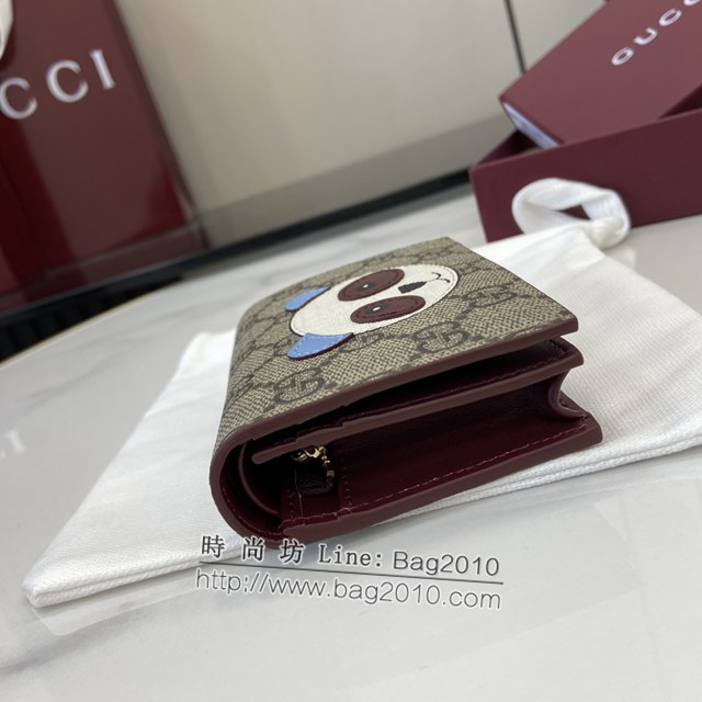 Gucci專櫃古馳最新款飾熊貓細節GG迷你錢包 jh2026型號：818767